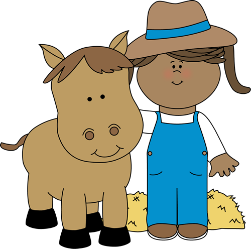 Farm Girl With A Horse - Girl With A Horse Clipart (500x496)