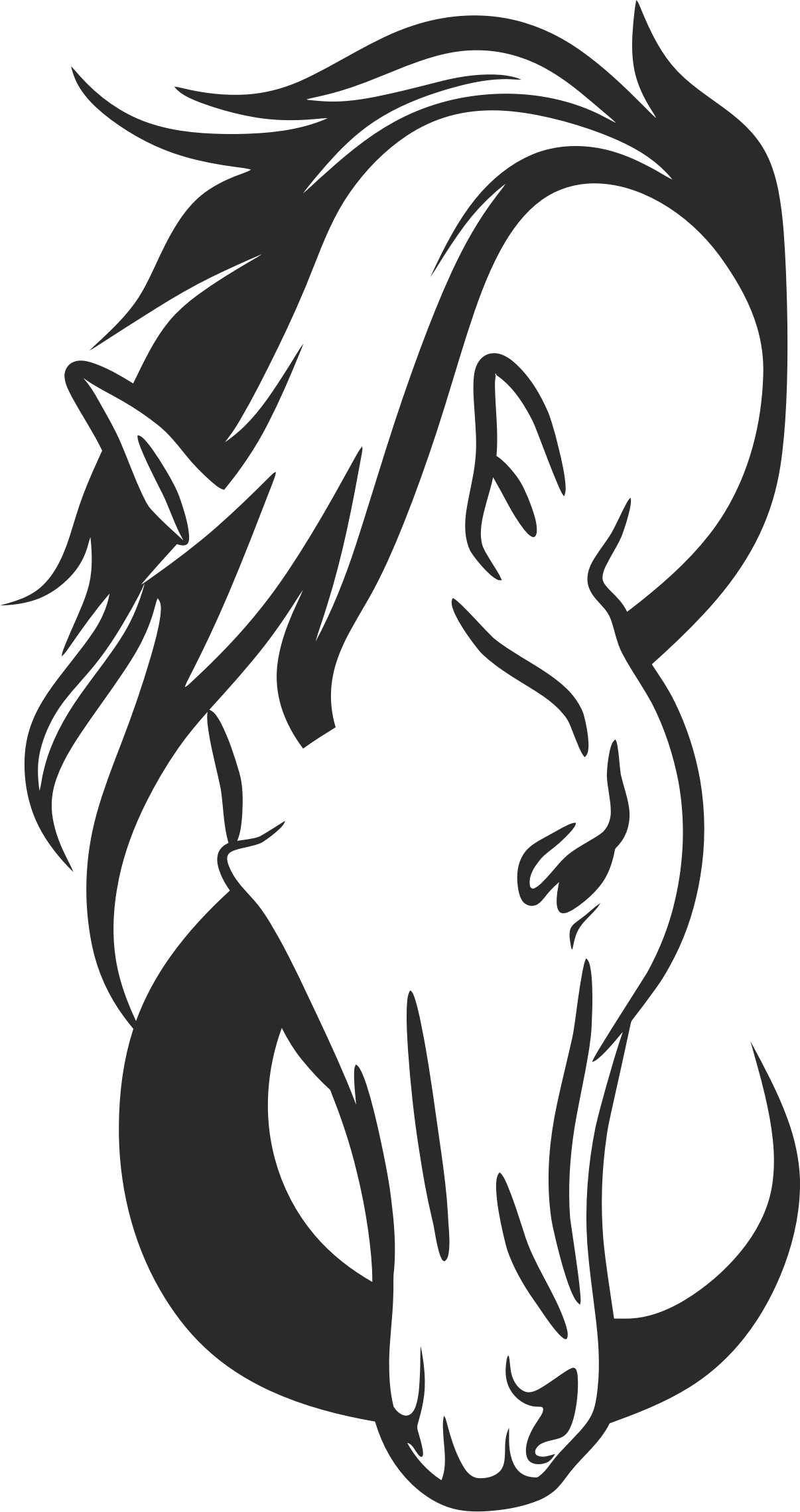 Clipart - Horse Head Silhouette Free Vector (1206x2278)