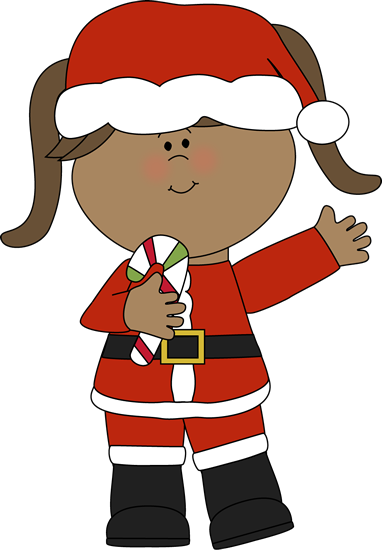 Girl Santa With A Candy Cane - Girl Santa Clip Art (382x550)