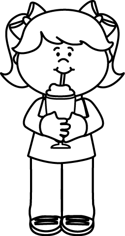 Black And White Girl Drinking A Milkshake - Girl Drinking Clipart (254x481)