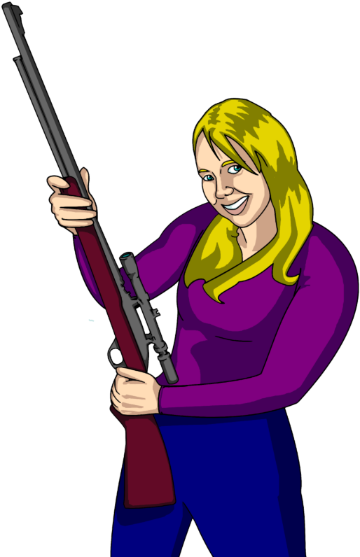 Hunting Clip Art In Free Clipart - Woman With Gun Cartoon (540x800)