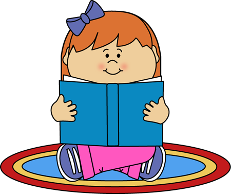 Girl Reading On A Rug Clip Art - Clipart Boy Reading (450x377)