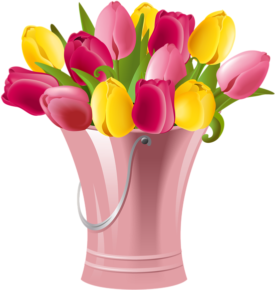Spring Bucket With Tulips Transparent Png Clip Art - Happy Birthday To Mother In Law (6340x6732)