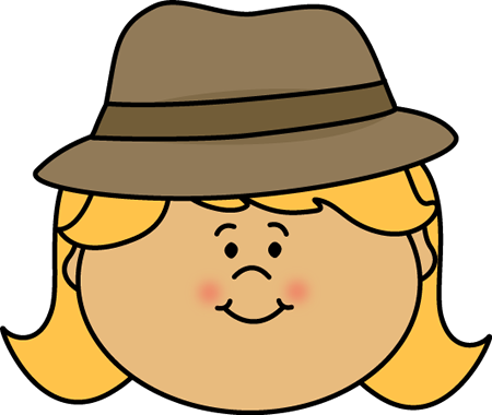 Detective Girl Face Clip Art - Girl With Hat Clip Art (450x380)