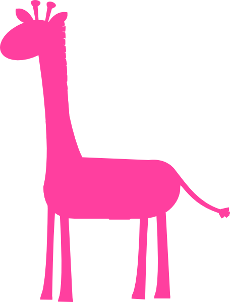 Pink Giraffe Clipart - Giraffe Silhouette Clip Art (456x598)