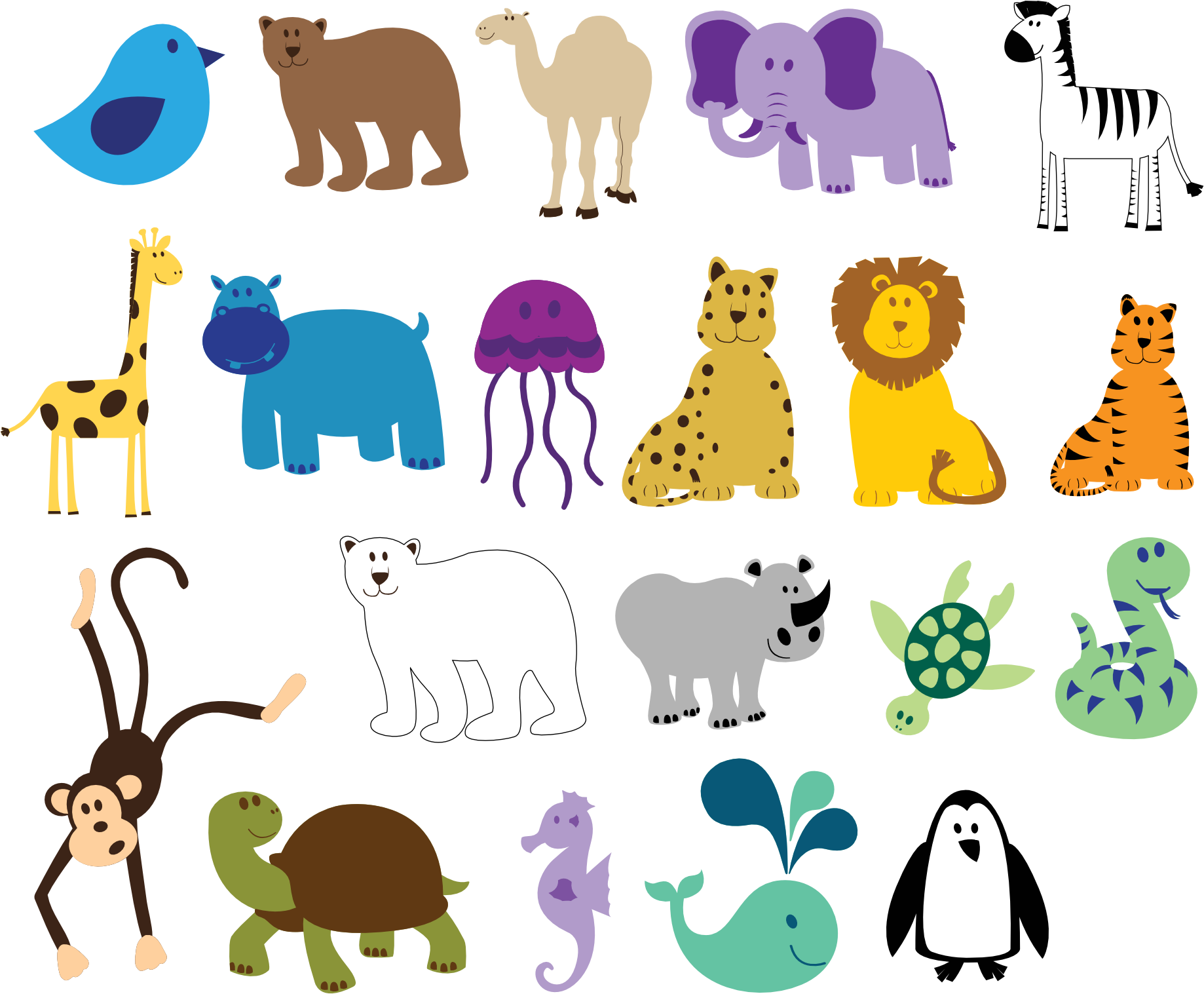 » Clip Art » Colorful Animals 815 X 315 Vfx - Animals Noahs Ark Wall Tapestry (1969x1969)
