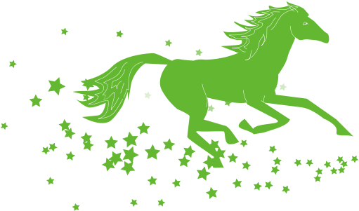 Green Horse Clipart - Blue Stars Pony Note Cards (pk Of 20) (800x488)