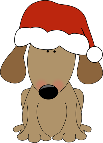 Dog Wearing A Santa Hat - Dog Santa Hat Clipart (361x500)