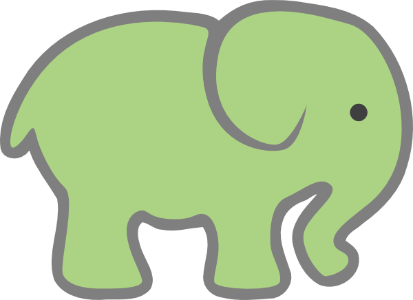 Baby Green Elephant Clip Art - Pink Elephant Cut Out (600x436)