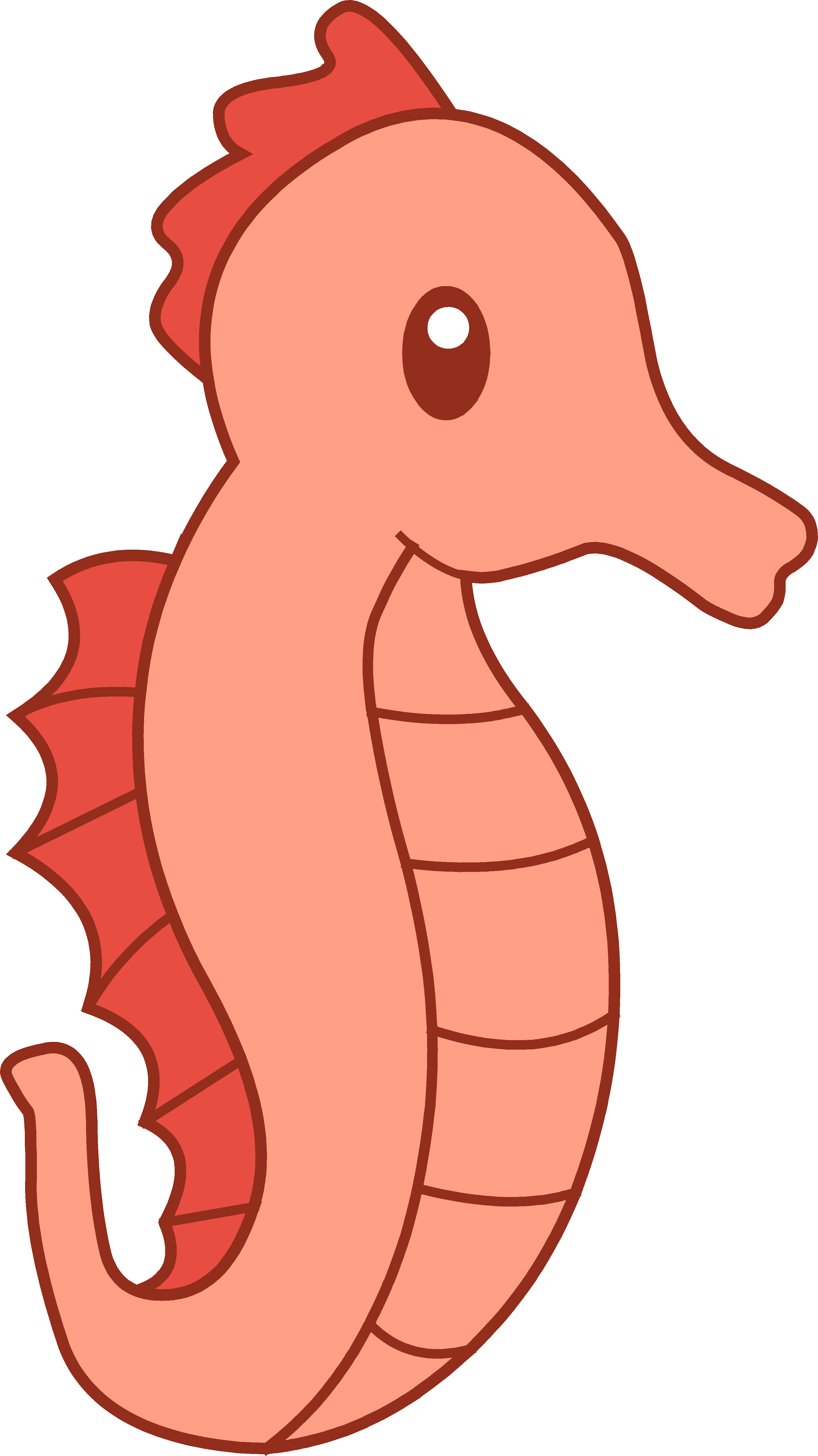 Clipart Of Seahorses Cute Red Seahorse Free Clip Art - Seahorse Clipart (3260x5801)