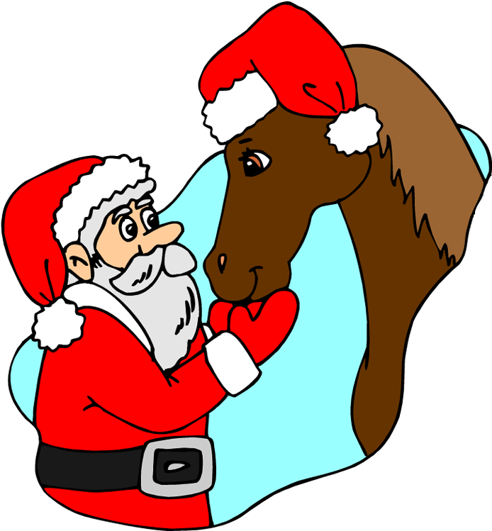 Santa Clipart Horse - Horse Christmas Clip Art (716x750)