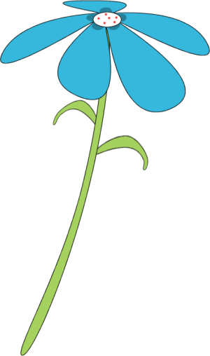 Blue Flower Red Dots - Flower On Stem Clipart (300x508)