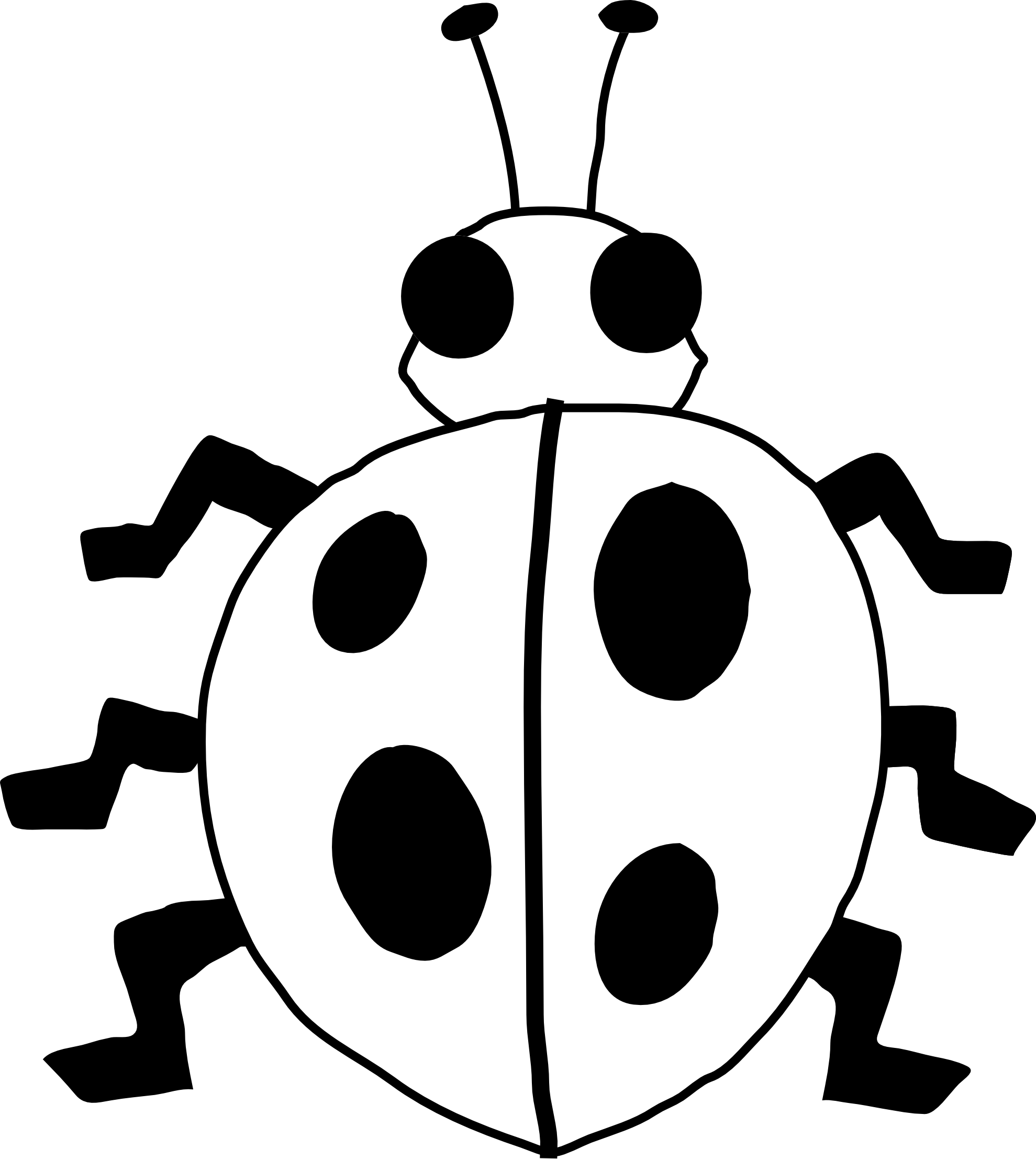 Rhino - Clipart - Black - And - White - Ladybug Black And White Clipart (1979x2212)