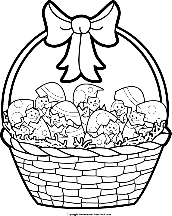 Easter Basket Drawings Happy Easter - Drawings Of Easter Baskets (571x716)