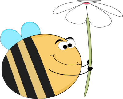 Funny Bee And A White Flower - Funny Flowers Clip Art (400x322)