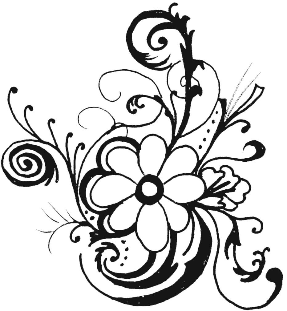 Flowers Clipart - Black And White Flower Clipart (937x1024)