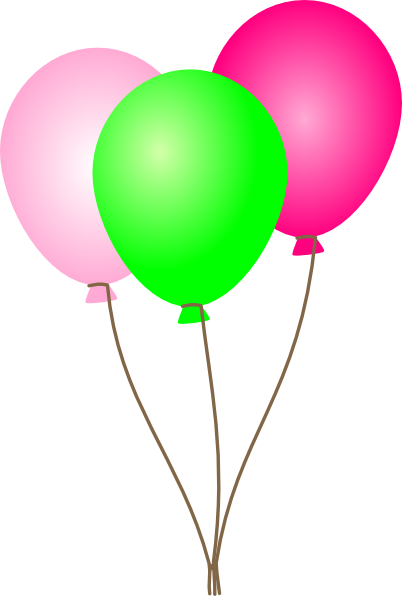 Pink Balloons Clipart Free Images - Pink And Green Balloons (402x596)