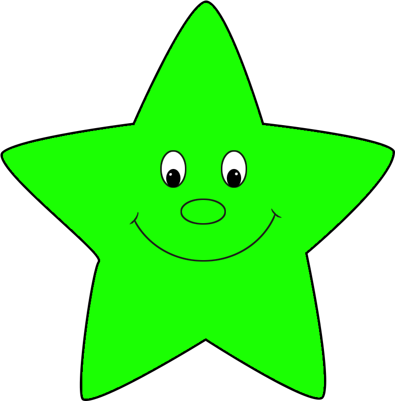 Star Clipart - Green Star Face (861x908)