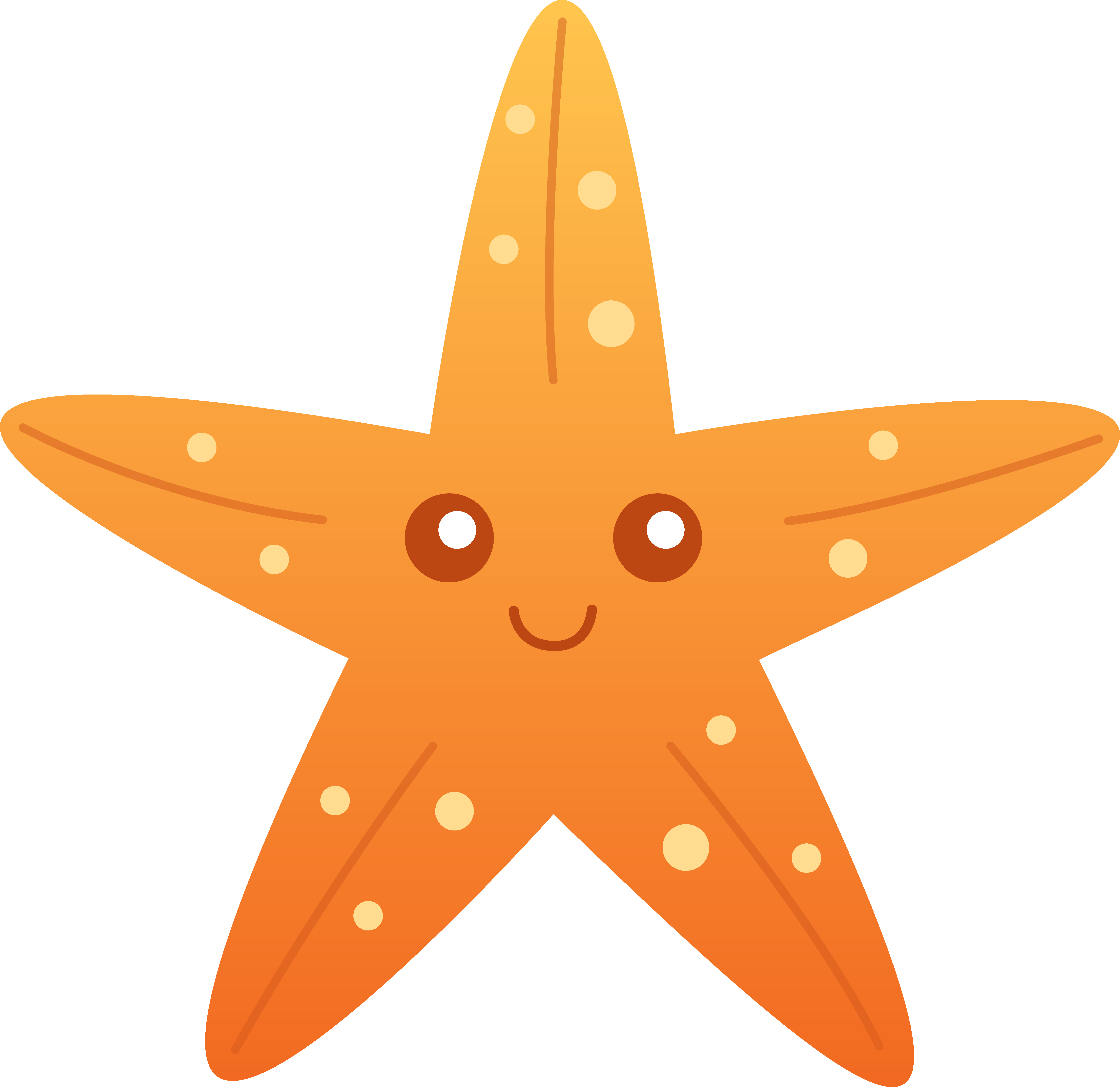 Cute Orange Starfish - Starfish Clipart (5546x5381)
