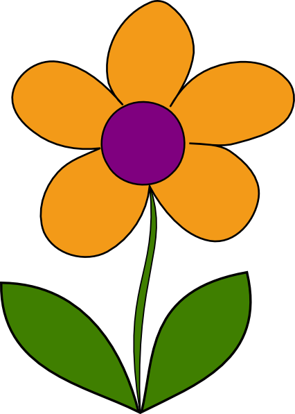 Orange Spring Flower Clip Art At Clker - Spring Flowers Png Clipart (426x597)