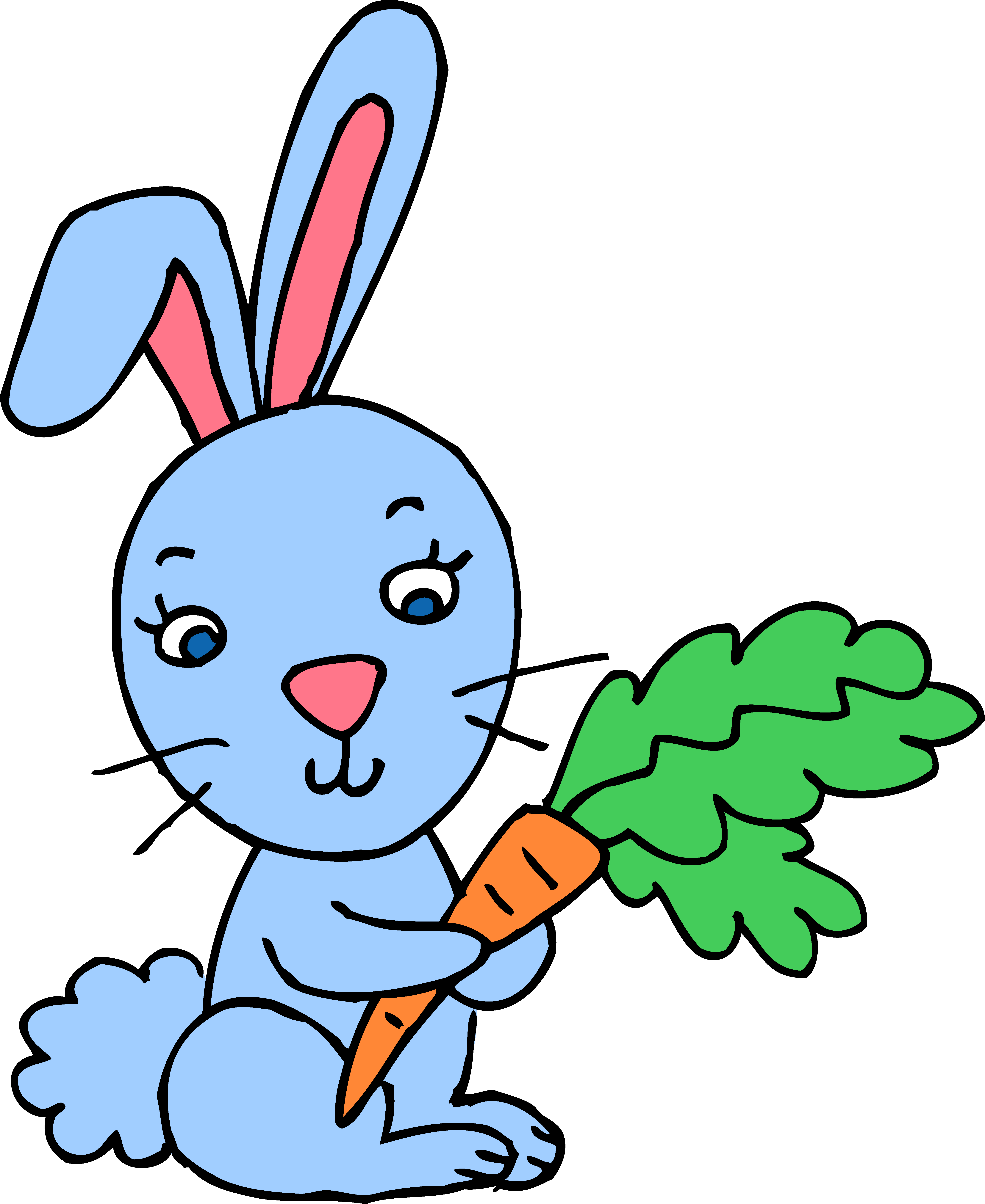 Blue Bunny Rabbit With Carrot Clipart - Blue Rabbit Clipart (5280x6457)