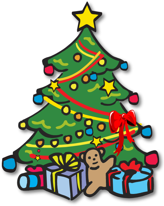 Christmas Tree Black And White Xmas Tree Clip Art Christmas - Christmas Tree Clipart Hd (541x684)