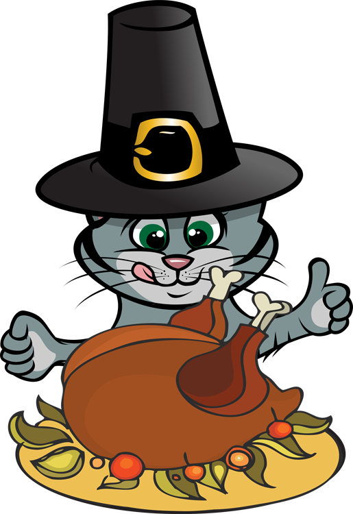 Thanksgiving Clipart To Download - Cat Thanksgiving Clip Art (515x750)