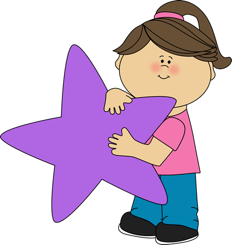 Girl Holding A Purple Star - Boy & Girl Holding Clipart Book (475x500)