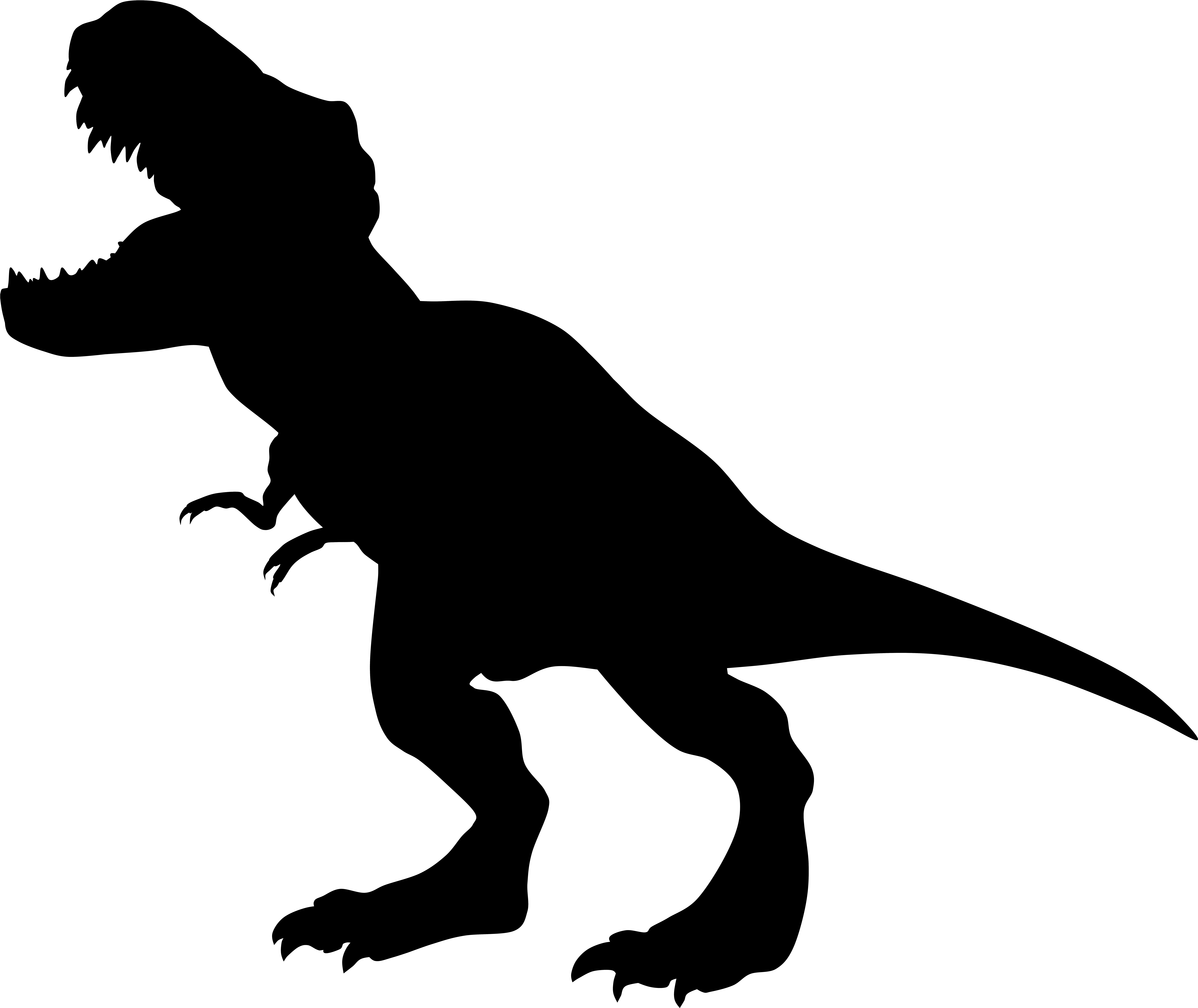 Dinosaur Rex Silhouette Png Transparent Clip Art Image - Dinosaur Rex Silhouette Png Transparent Clip Art Image (8000x6660)