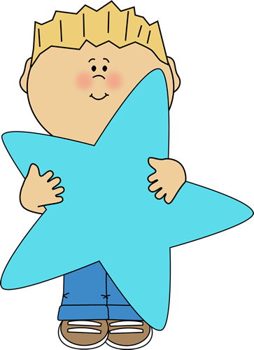 Little Boy Holding A Blue Star - Boy Star Clipart (363x500)