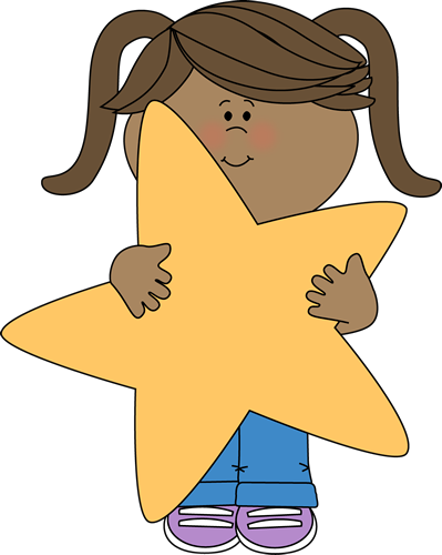 Little Girl Holding A Star - Star Student Clip Art (399x500)