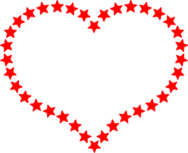 Red Star Outlined Heart Clip Art - Hearts And Stars Clipart (600x487)