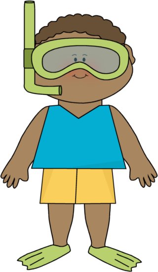 Boy Wearing Snorkle Gear - Kid Summer Clipart (320x550)