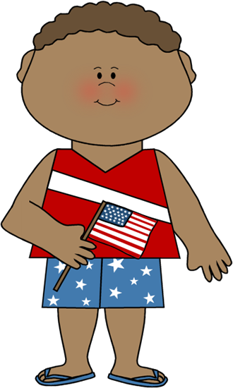 Boy Celebrating Fourth Of July - Fourth Of July Kids Clipart (330x550)
