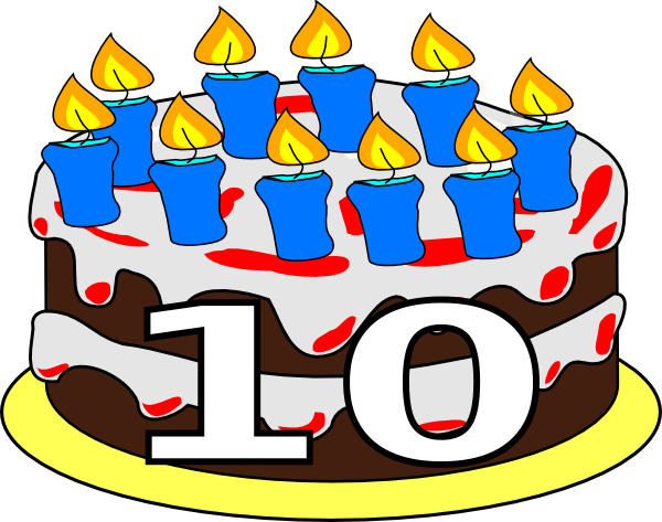 Birthday Cake Clip Art Happy Birthday Cake Clipart - 10th Birthday Cake Cartoon (600x473)