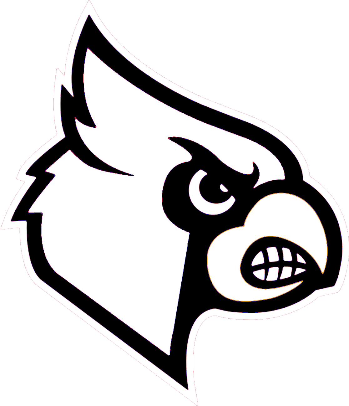 Cardinal Black And White Clipart Kid - Louisville Cardinals Logo (1136x1314)