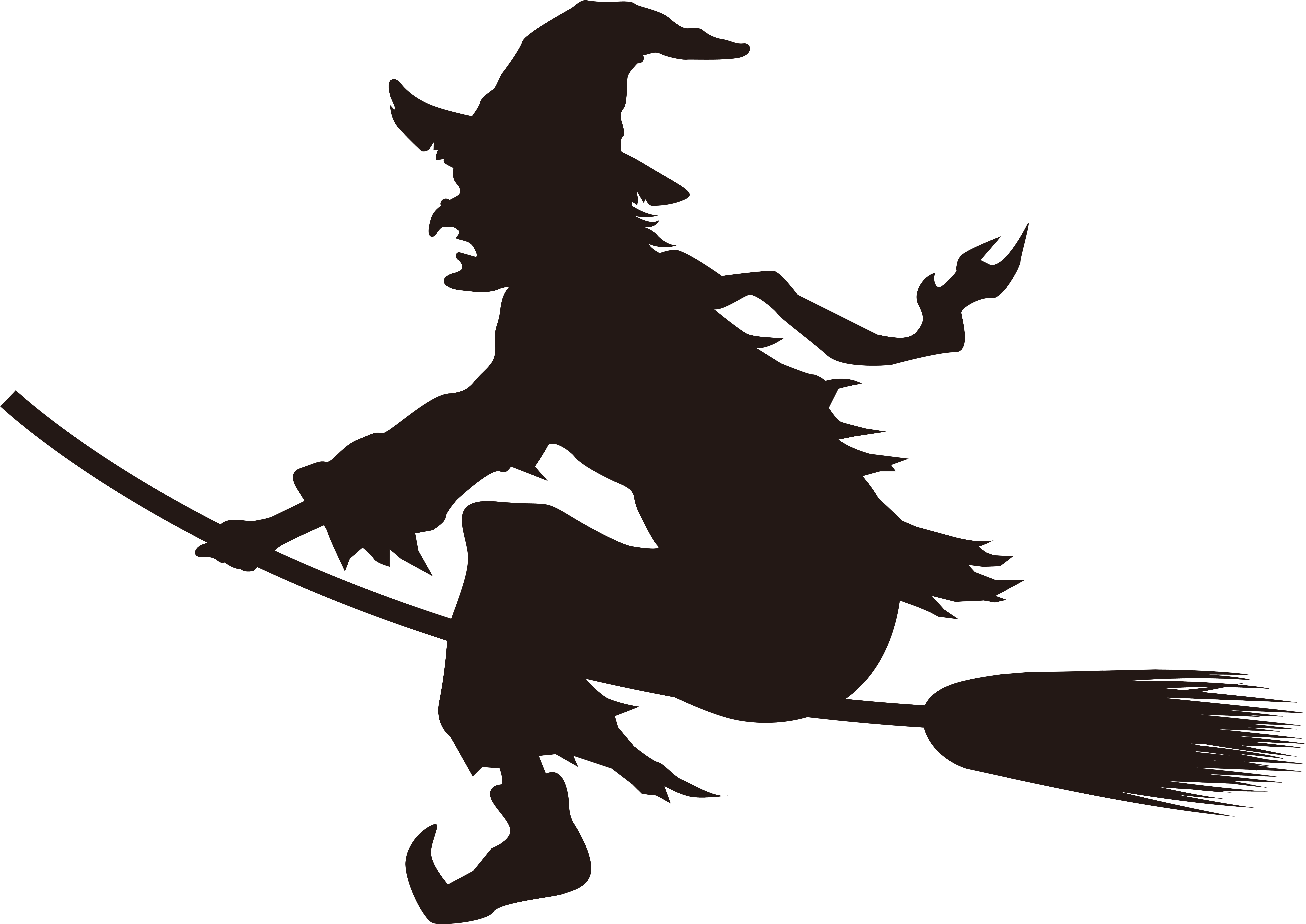 Halloween Witch On Broom Silhouette Png Clip Art Imageu200b - Witch On Broom Silhouette Png (8000x5637)