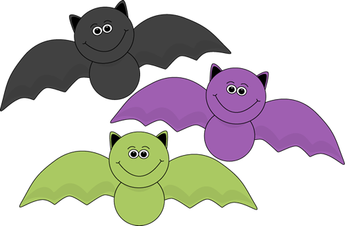 Colorful Halloween Bats Clip Art - Fun Halloween Clip Art (500x328)