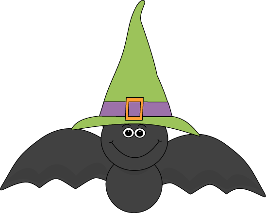 Cute Halloween Owl Witch Clip Art - Bat With A Hat (548x440)