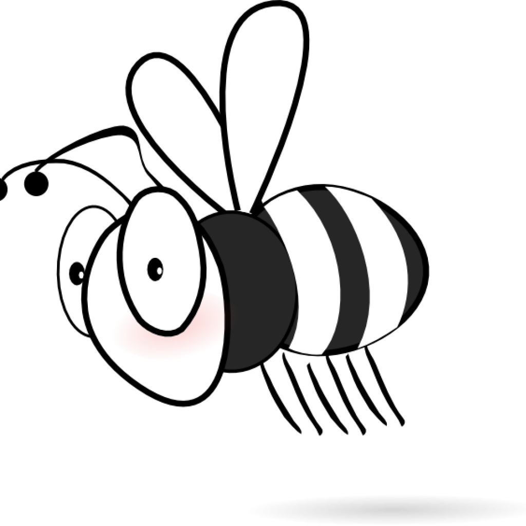 Bee Clipart Black And White Black And White Bee Clip - Bee White And Black (1024x1024)