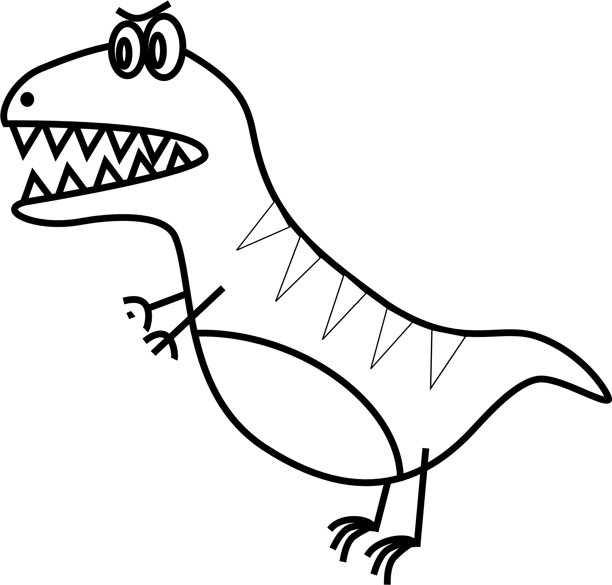 Drawn Dinosaur Simple - T Rex Drawing Easy (3333x3206)