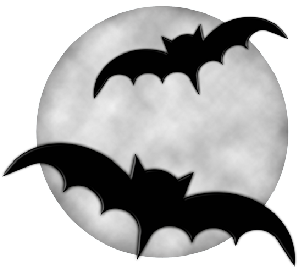 Moon With Bats Halloween Clipart - Halloween Moon Clipart (600x600)