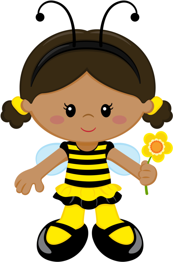 Bumble Bee Girl Clip Art - Girl Bee Clipart (594x900)