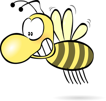 Bee Honey Wasp Hornet Funny Cute Comic Ins - Cartoon Bee (357x340)