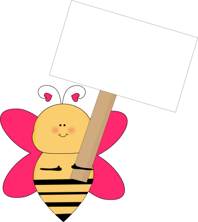 Heart Bee With A Blank Sign - Bee Holding Sign Clipart (400x449)