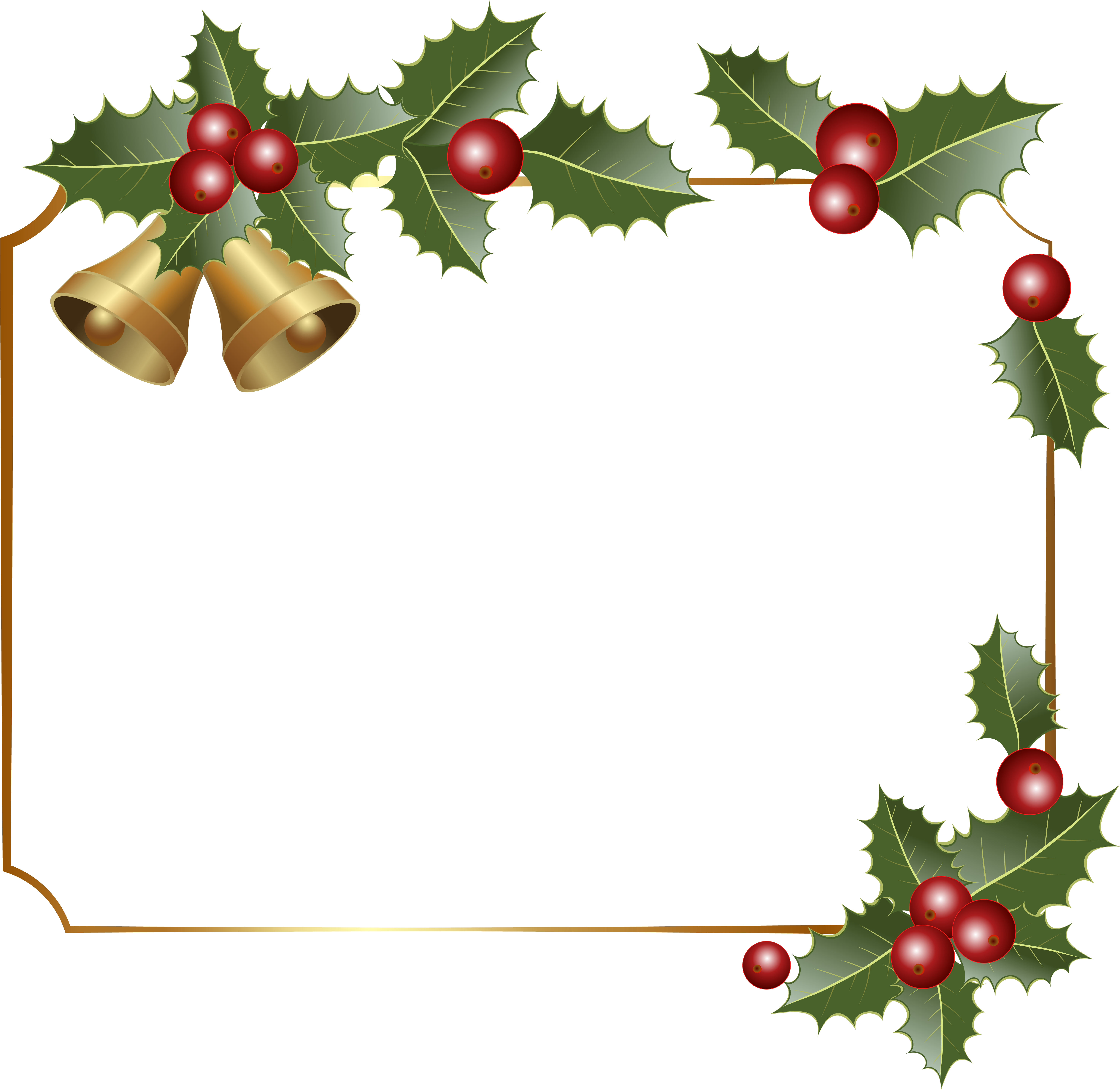 Christmas Border Decor With Bells Png Clipart Image - Christmas Border Decor With Bells Png Clipart Image (6119x5952)