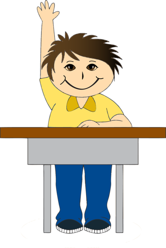 Boy At School Desk Clipart - Boy In Class Clipart (640x954)