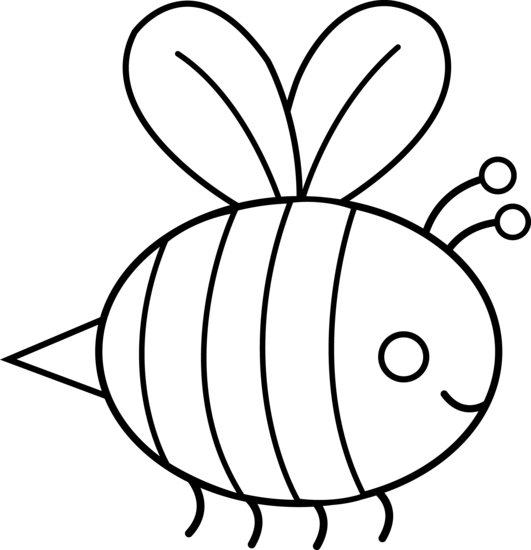 Free Clip Art Bumble Bee - Black And White Bumblebee (579x600)