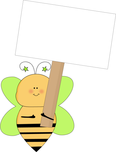 Green Star Bee Holding A Blank Sign - Bee Holding Sign Clipart (400x522)