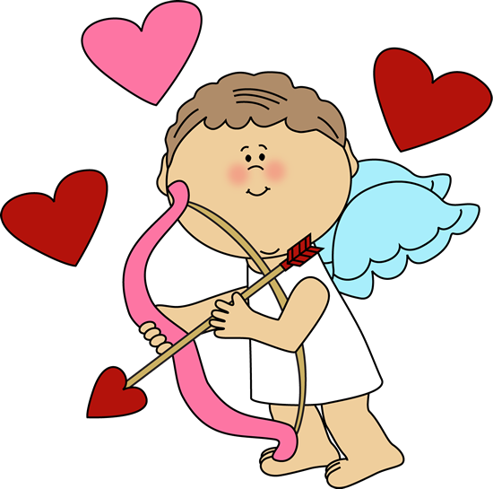 Cupid With Hearts - Valentines Day Clipart Cupid (550x545)